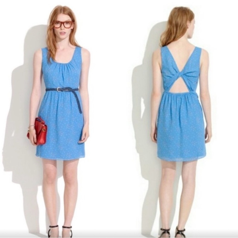 Madewell Rosie Blue Twist Back Floral Dress Size 2